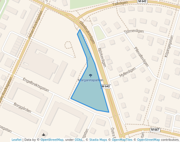 walking in Margaretaparken map in Trelleborg