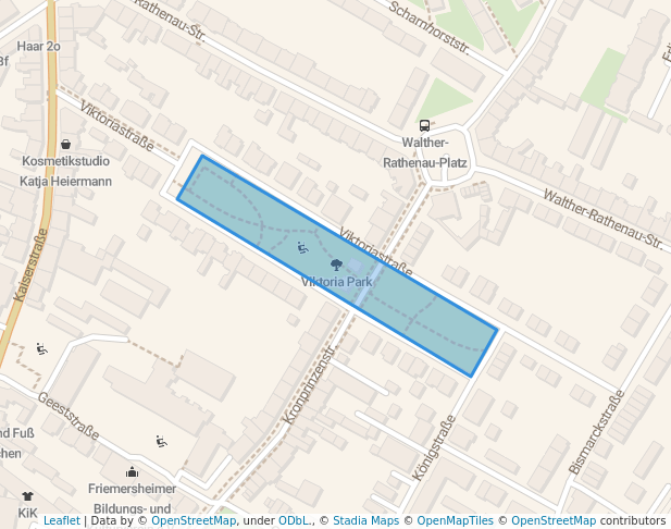 walking in Viktoria Park map in Duisburg