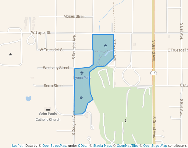 walking in Lyons Park map in Lyons