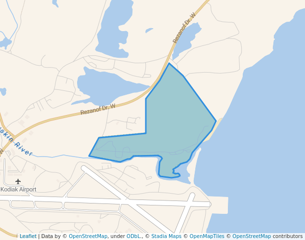 walking in Buskin River State Receation Area map in Kodiak