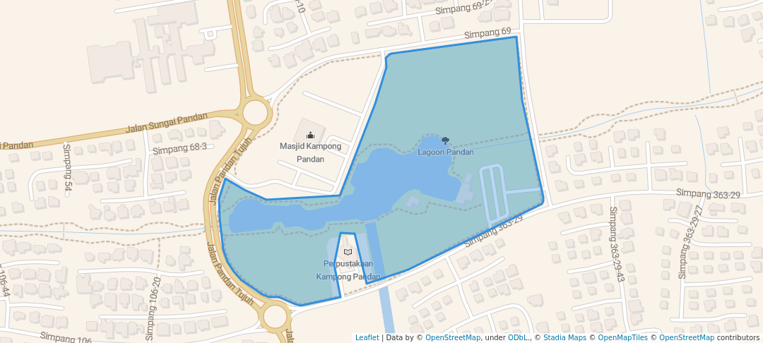 walking in Lagoon Pandan map in Kuala Belait