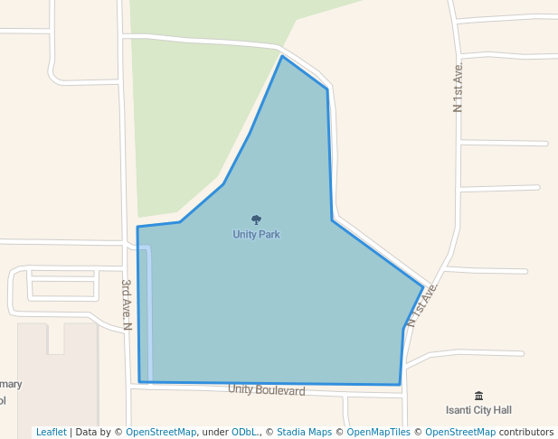 walking in Unity Park map in Isanti