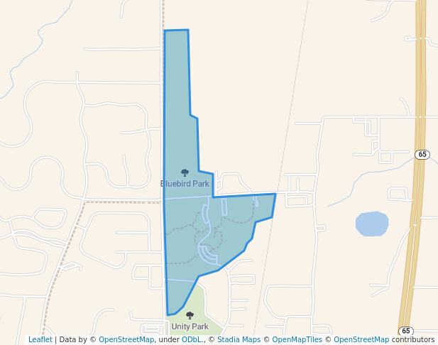 walking in Bluebird Park map in Isanti