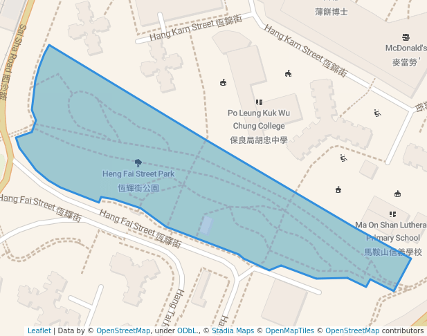 walking in Heng Fai Street Park map in Hong Kong