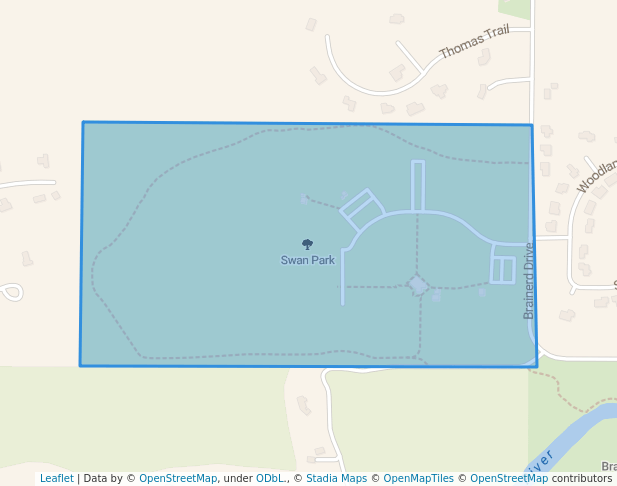walking in Swan Park map in Waupaca