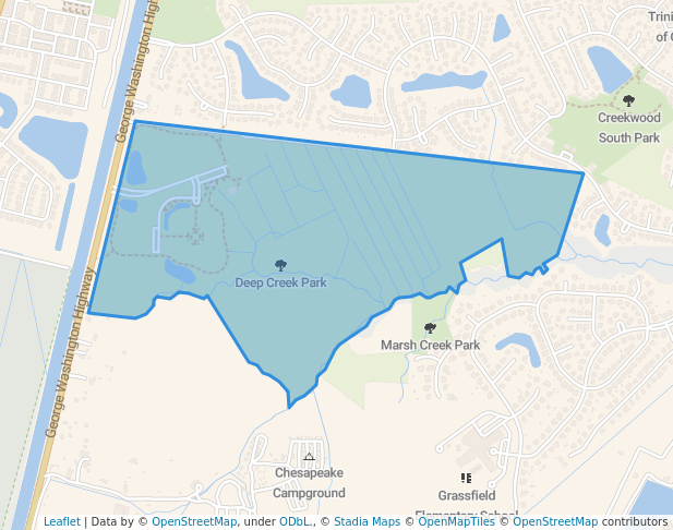 walking in Deep Creek Park map in Chesapeake