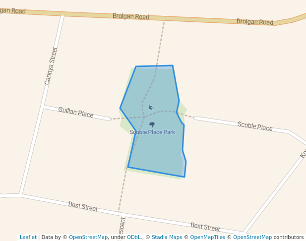 walking in Scoble Place Park map in Parkes