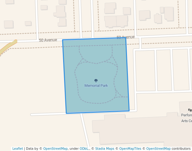 walking in Memorial Park map in Stettler