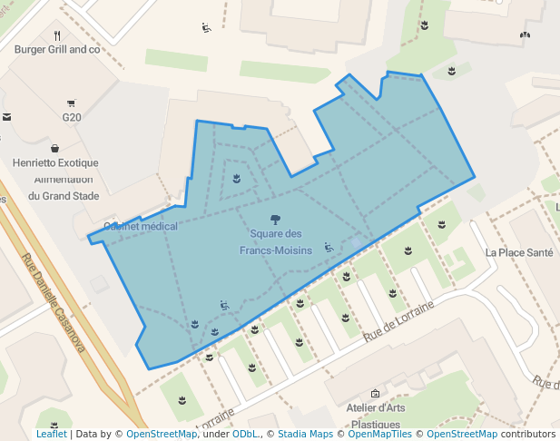 walking in Square des Francs-Moisins map in Saint-Denis