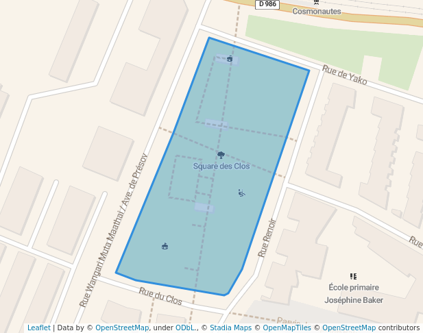 walking in Square des Clos map in Saint-Denis