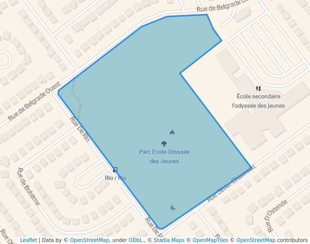 walking in Parc École Odyssée des Jeunes map in Laval