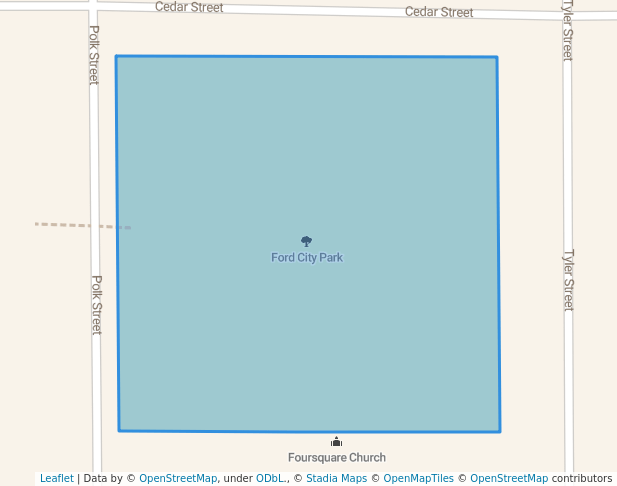 walking in Ford City Park map in Taft