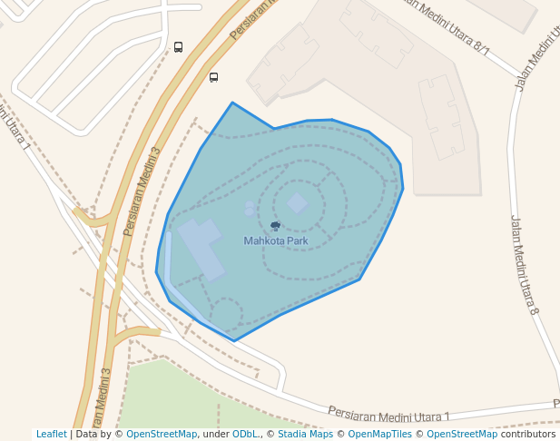 walking in Mahkota Park map in Iskandar Puteri