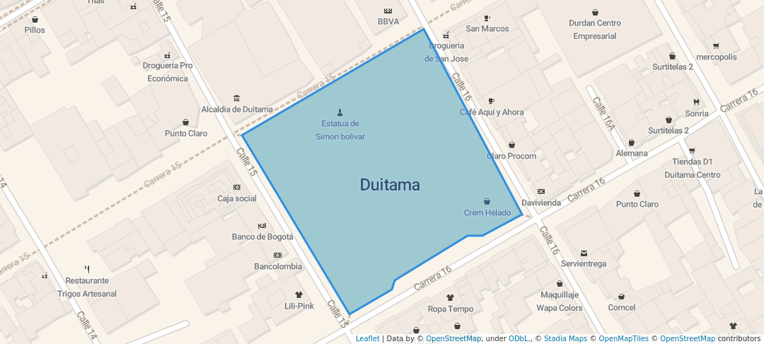 walking in Plaza de Los Libertadores map in Duitama