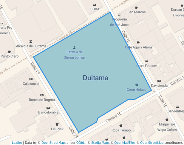 walking in Plaza de Los Libertadores map in Duitama