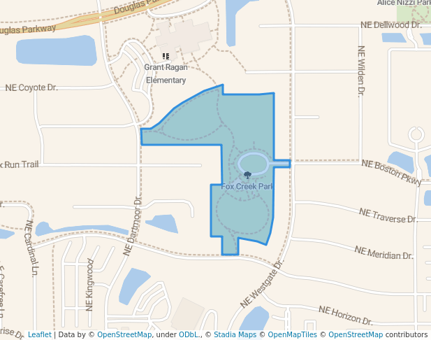 walking in Fox Creek Park map in Waukee