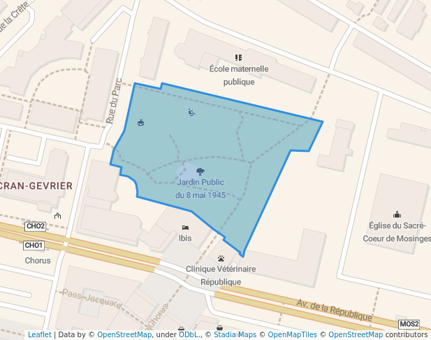 walking in Jardin Public du 8 mai 1945 map in Annecy