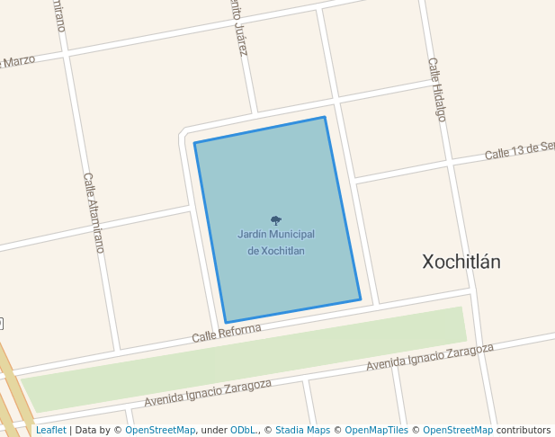 walking in Jardín Municipal de Xochitlan map in Xochitlán