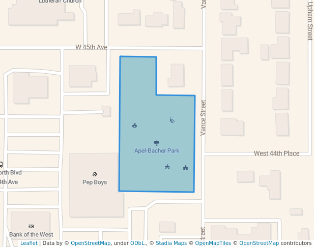 walking in Apel-Bacher Park map in Wheat Ridge