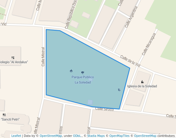 walking in Parque Público La Soledad map in Chiclana de la Frontera