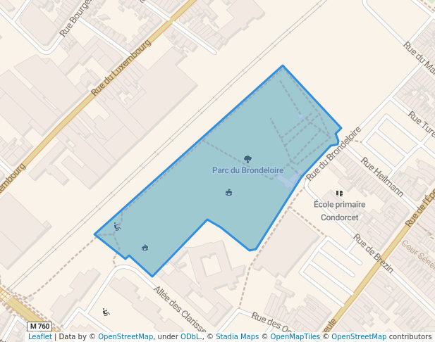 walking in Parc du Brondeloire map in Roubaix