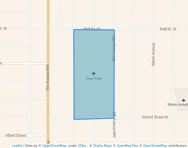 walking in Elgin Park map in Moose Jaw