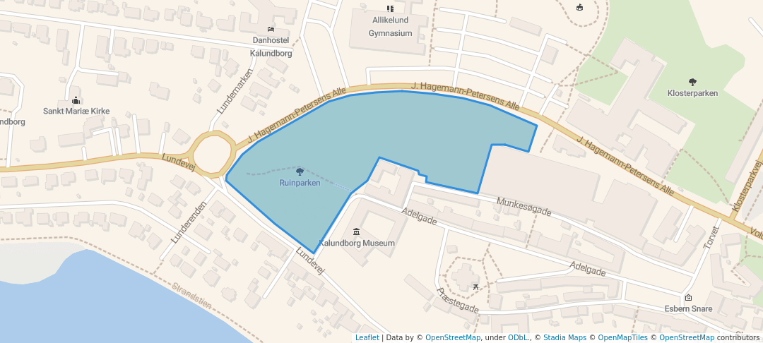 walking in Ruinparken map in Kalundborg