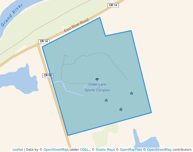 walking in Green Lane Sports Complex map in Brant