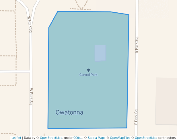 walking in Central Park map in Owatonna