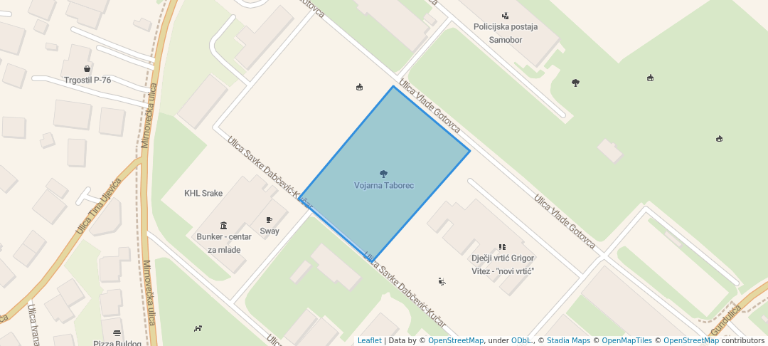 walking in Vojarna Taborec map in Samobor