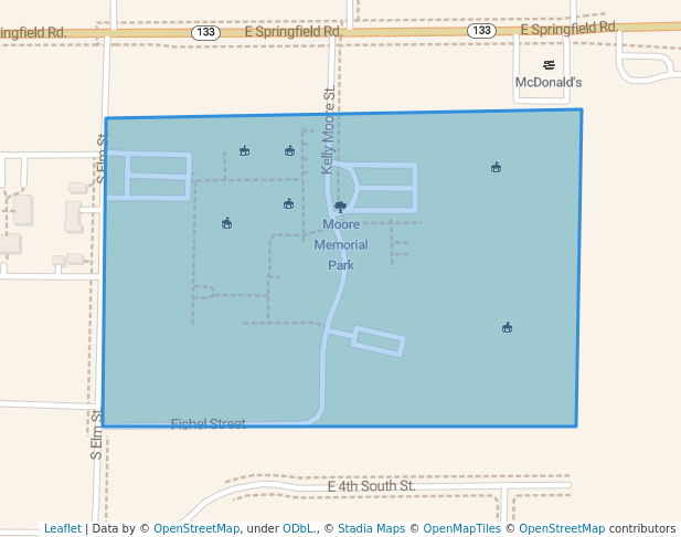 walking in Moore Memorial Park map in Arcola