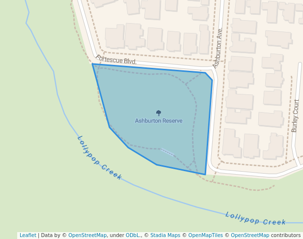 walking in Ashburton Reserve map in Wyndham Vale