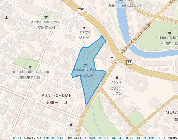 walking in 新都心公園 map in Naha