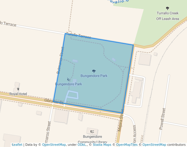 walking in Bungendore Park map in Bungendore