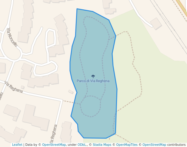 walking in Parco di Via Reghena map in Pordenone
