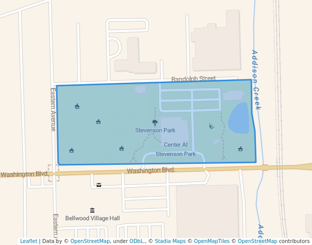 walking in Stevenson Park map in Bellwood