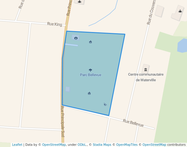 walking in Parc Bellevue map in Waterville