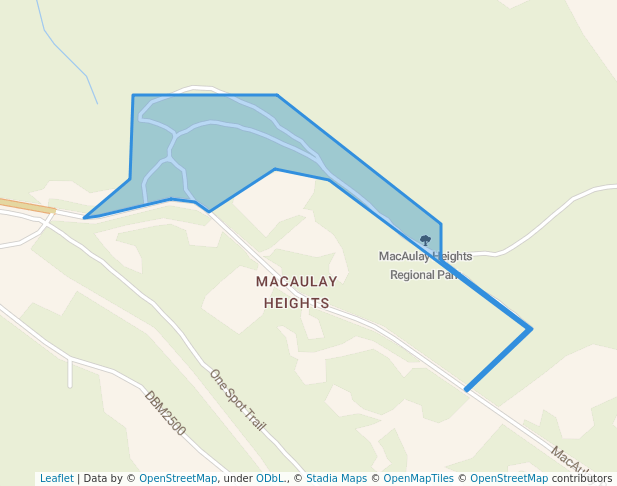 walking in MacAulay Heights Regional Park map in Black Creek