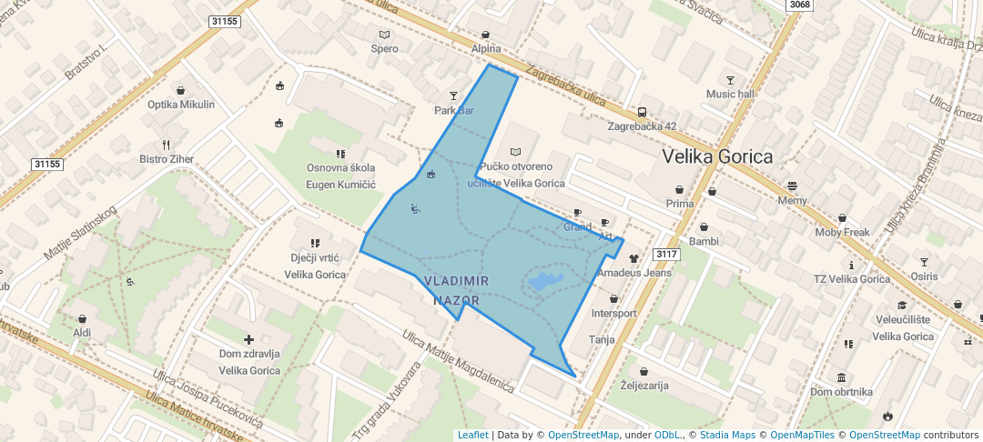 walking in Park dr. Franje Tuđmana prvog Predsjednika Republike Hrvatske map in Velika Gorica