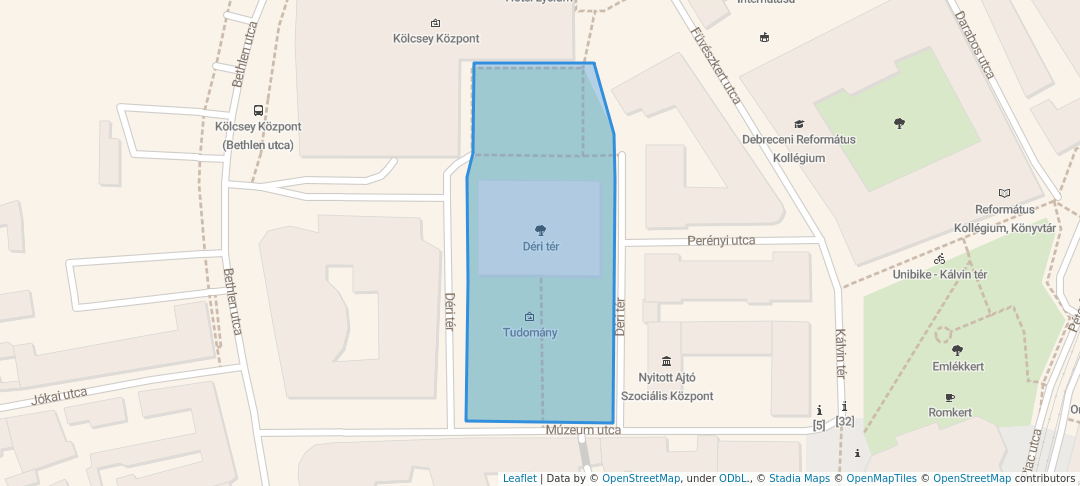 walking in Déri tér map in Debrecen