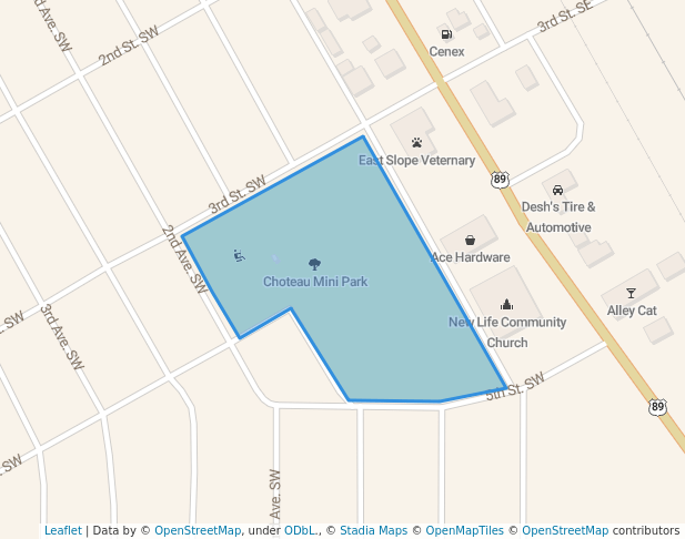 walking in Public Park map in Choteau