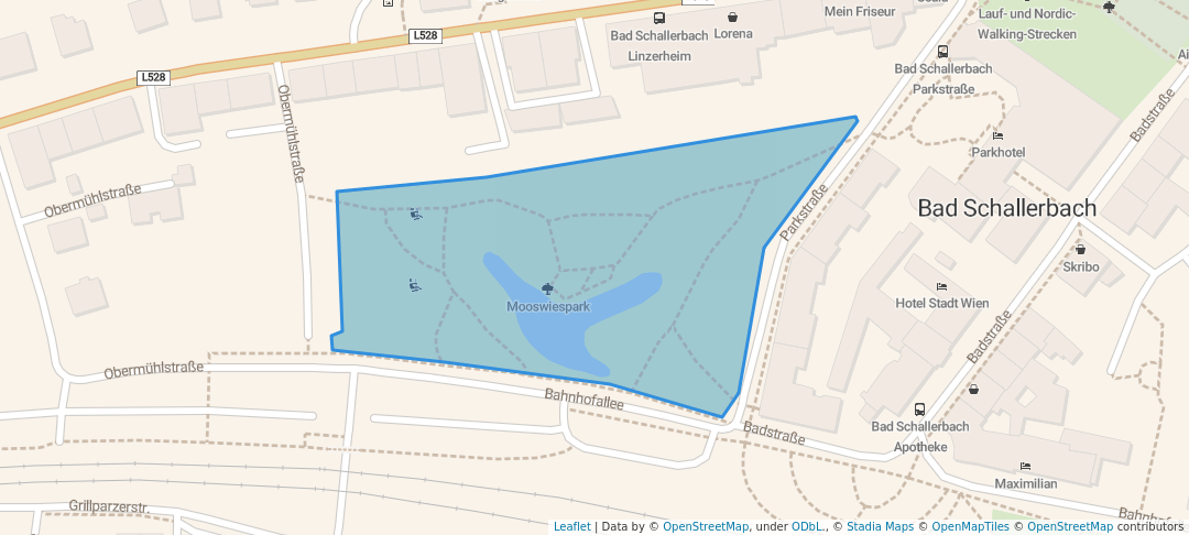 walking in Mooswiespark map in Bad Schallerbach