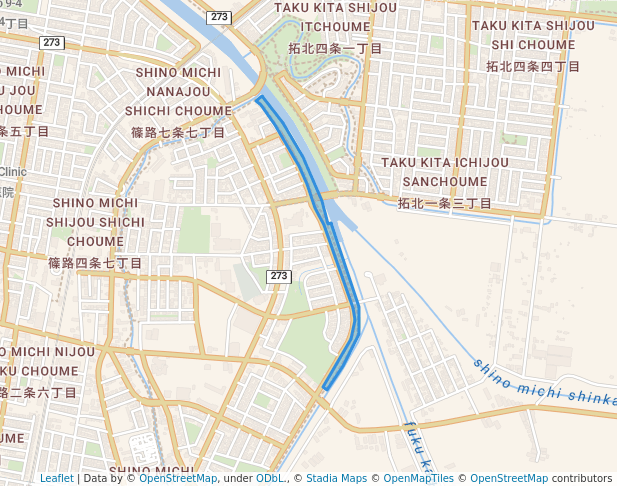 walking in Shinoro danchi Kahan green space map in Sapporo