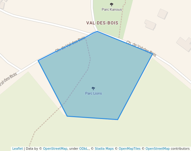 walking in Parc Lions map in Val-d'Or