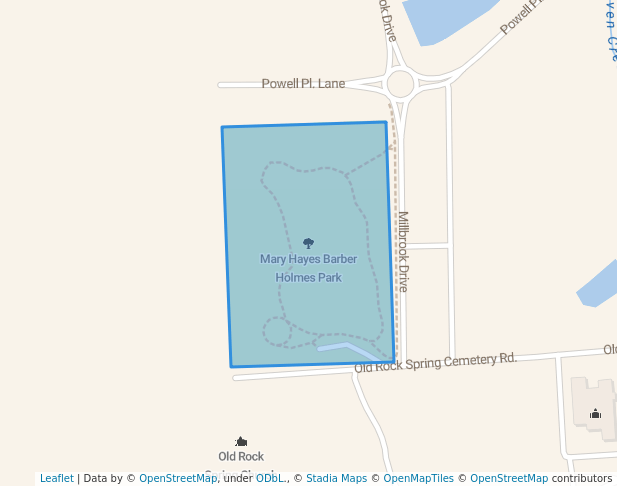 walking in Mary Hayes Barber Holmes Park map in Pittsboro