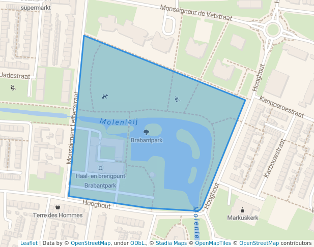 walking in Brabantpark map in Breda