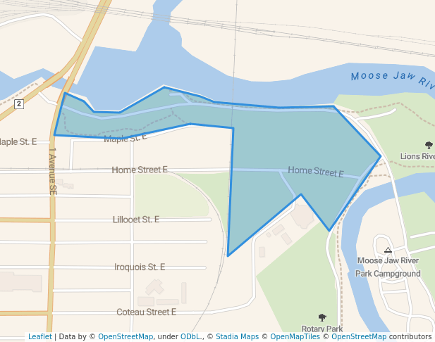 walking in Wakamow map in Moose Jaw