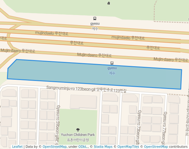 walking in Sangmu 2-2 Neighborhood Park map in Gwangju