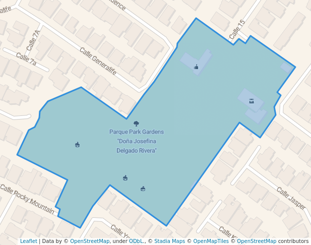 walking in Parque Park Gardens "Doña Josefina Delgado Rivera" map in San Juan