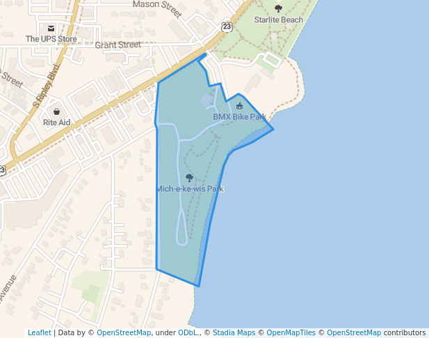 walking in Michekiwis Park map in Alpena